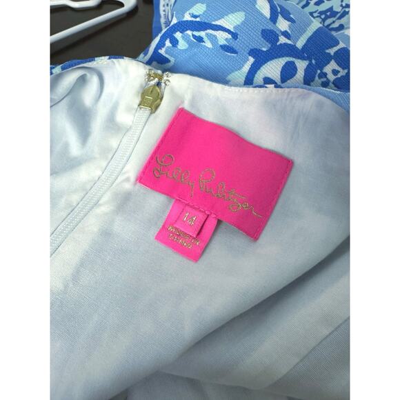 Lilly Pulitzer Mila Shift Dress Blue Sea Turtle - Size 14 NWOT - Picture 5 of 9